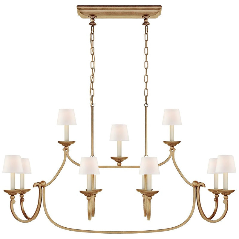 Ercare Vintage Industrial Linear Brass Fabric Chandelier - Lamp Copper