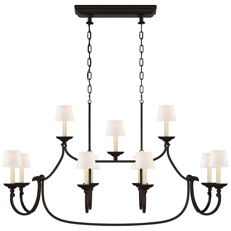 Ercare Vintage Industrial Linear Brass Fabric Chandelier - Lamp Copper