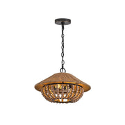 Elmarion Elegance Natural Farmhouse Wooden Metal Pendant Lamp - Lamp Copper