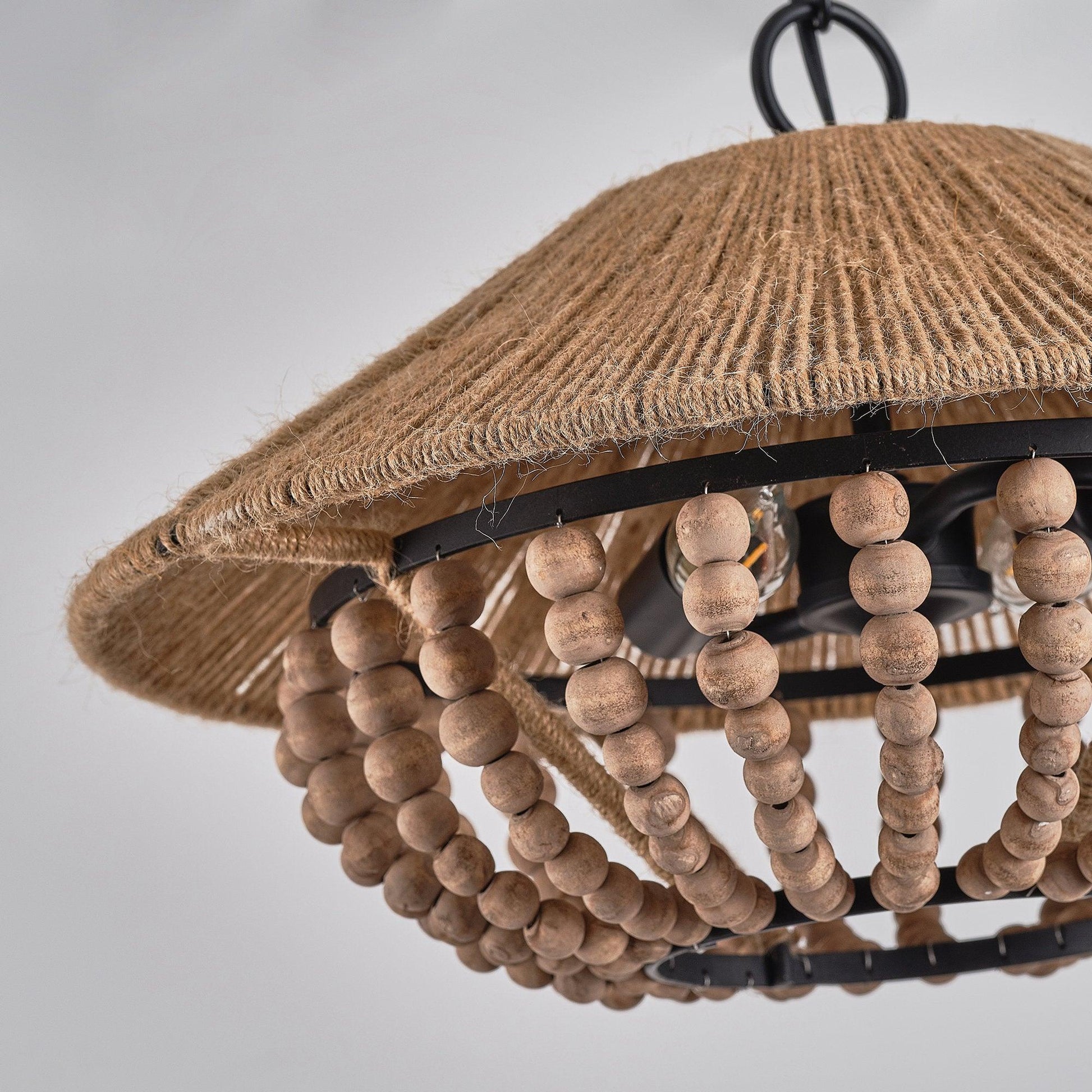 Elmarion Elegance Natural Farmhouse Wooden Metal Pendant Lamp - Lamp Copper