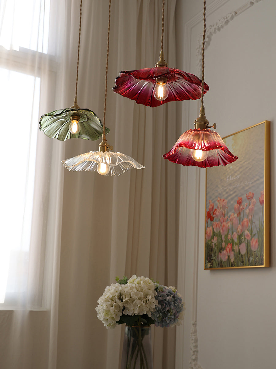 Zesorel Individual Creativity Brass Glass Swag Lights - Lamp Copper