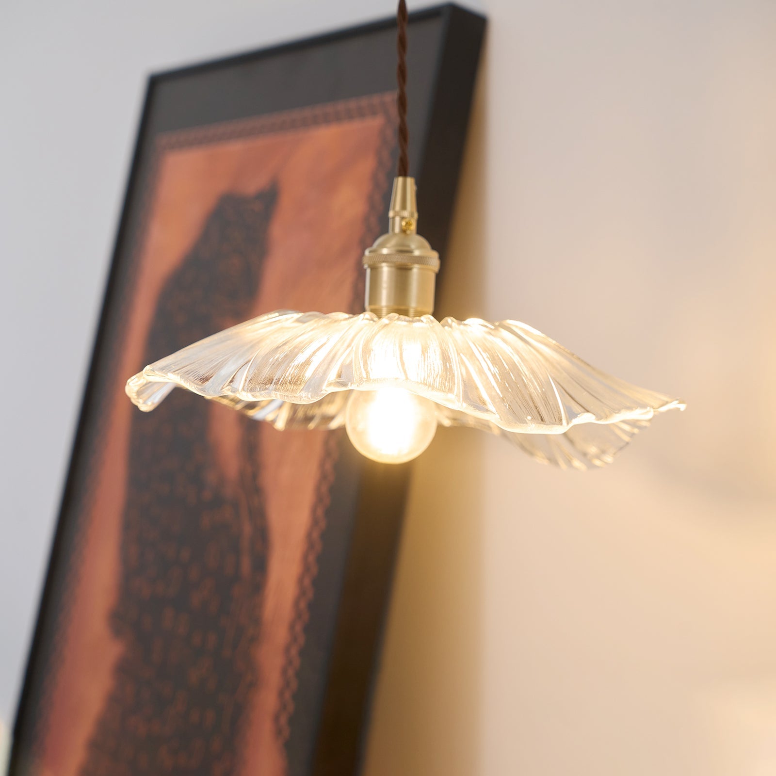 Zesorel Individual Creativity Brass Glass Swag Lights - Lamp Copper