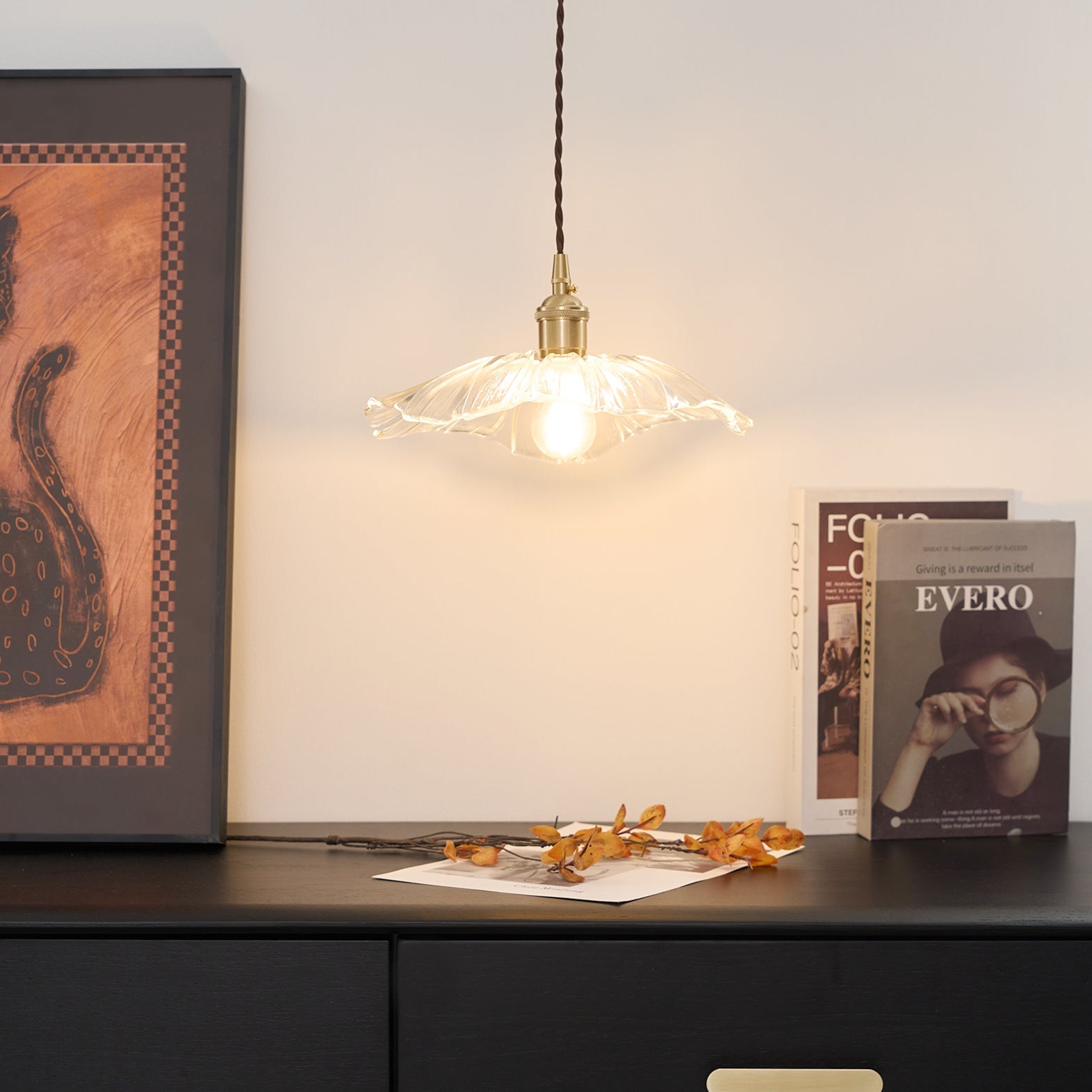 Zesorel Individual Creativity Brass Glass Swag Lights - Lamp Copper
