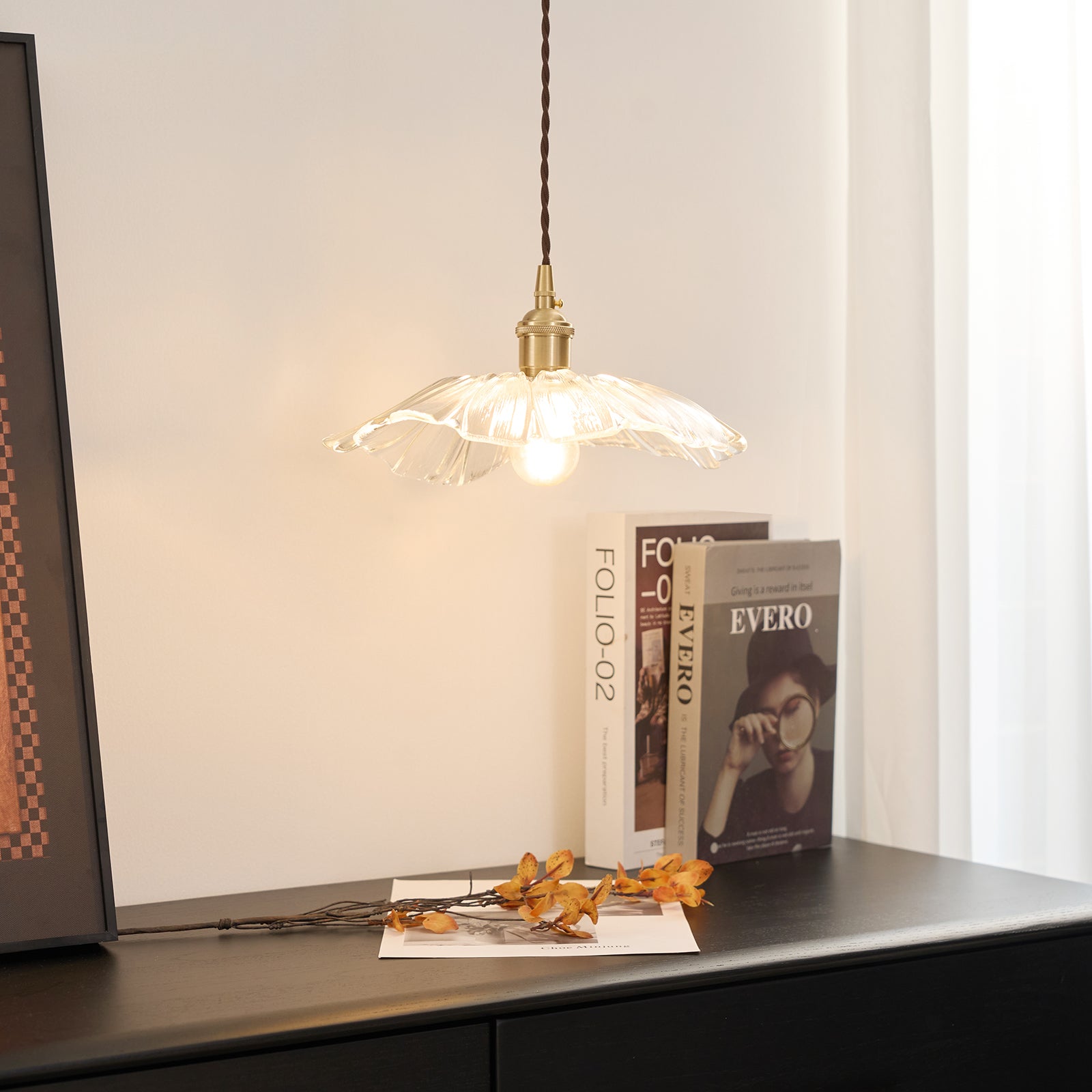 Zesorel Individual Creativity Brass Glass Swag Lights - Lamp Copper