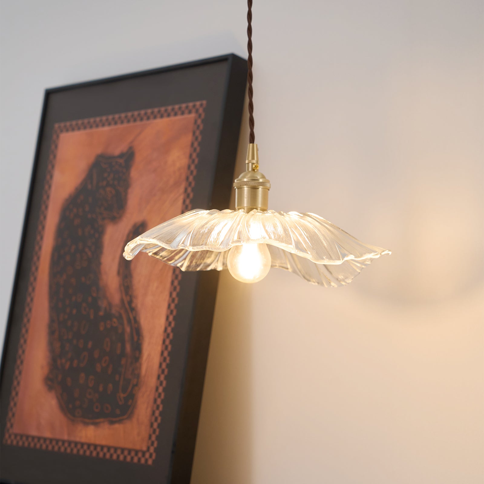 Zesorel Individual Creativity Brass Glass Swag Lights - Lamp Copper