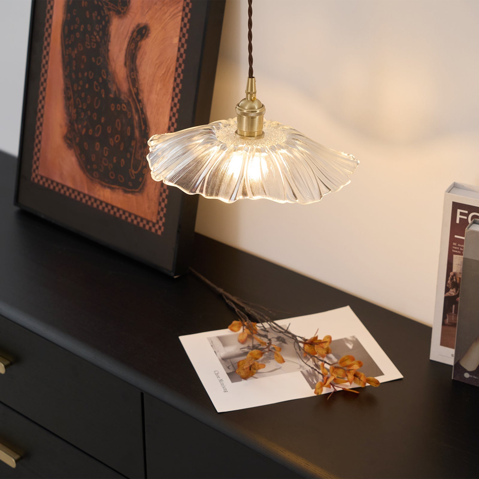 Zesorel Individual Creativity Brass Glass Swag Lights - Lamp Copper