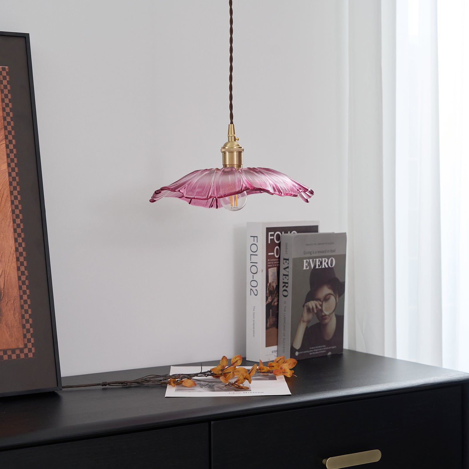 Zesorel Individual Creativity Brass Glass Swag Lights - Lamp Copper