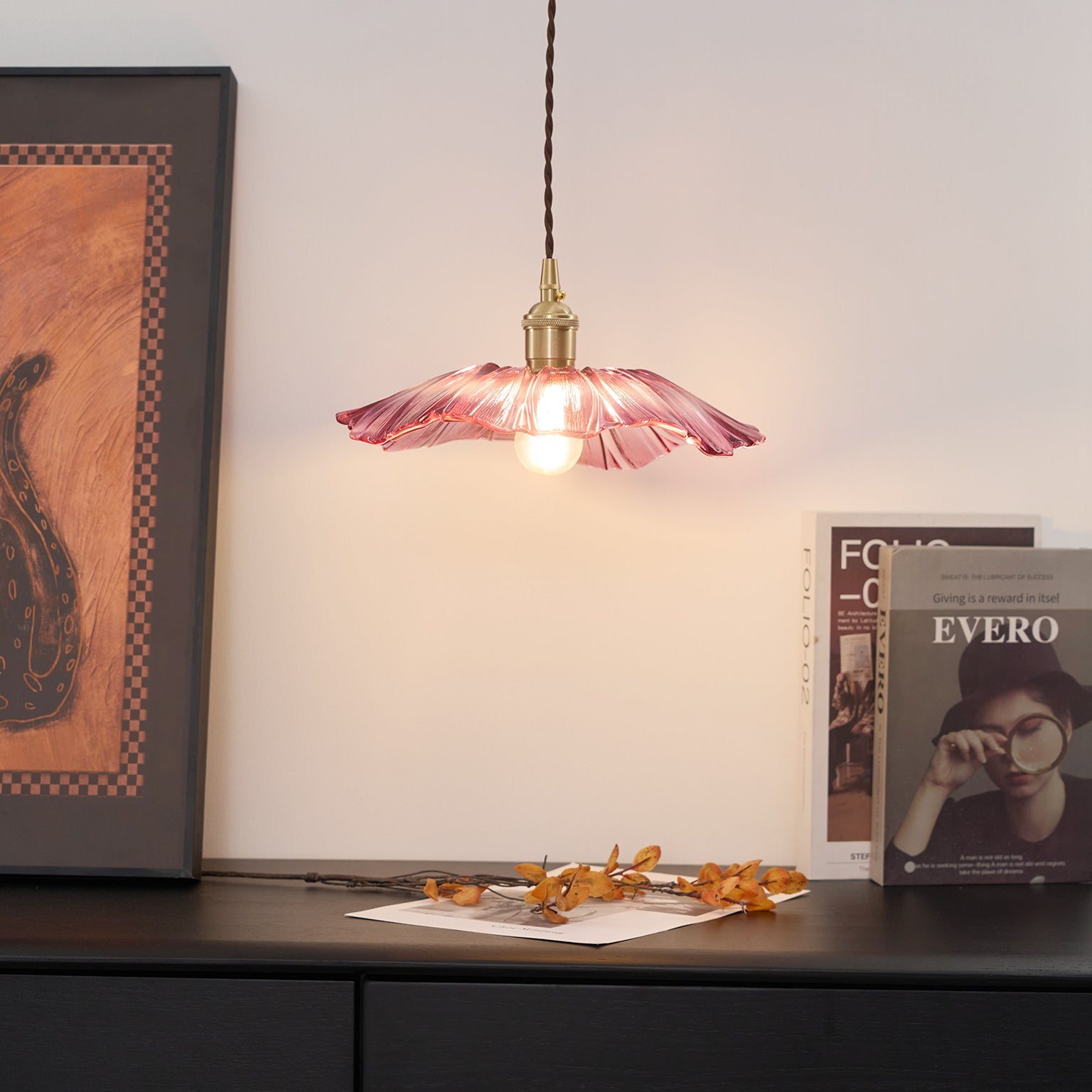 Zesorel Individual Creativity Brass Glass Swag Lights - Lamp Copper