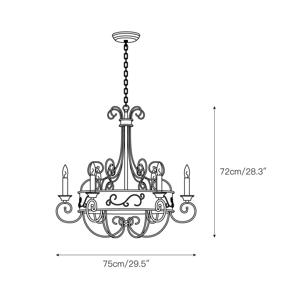 Itheira Vintage Industrial Rust Candlestick Metal Chandelier - Lamp Copper