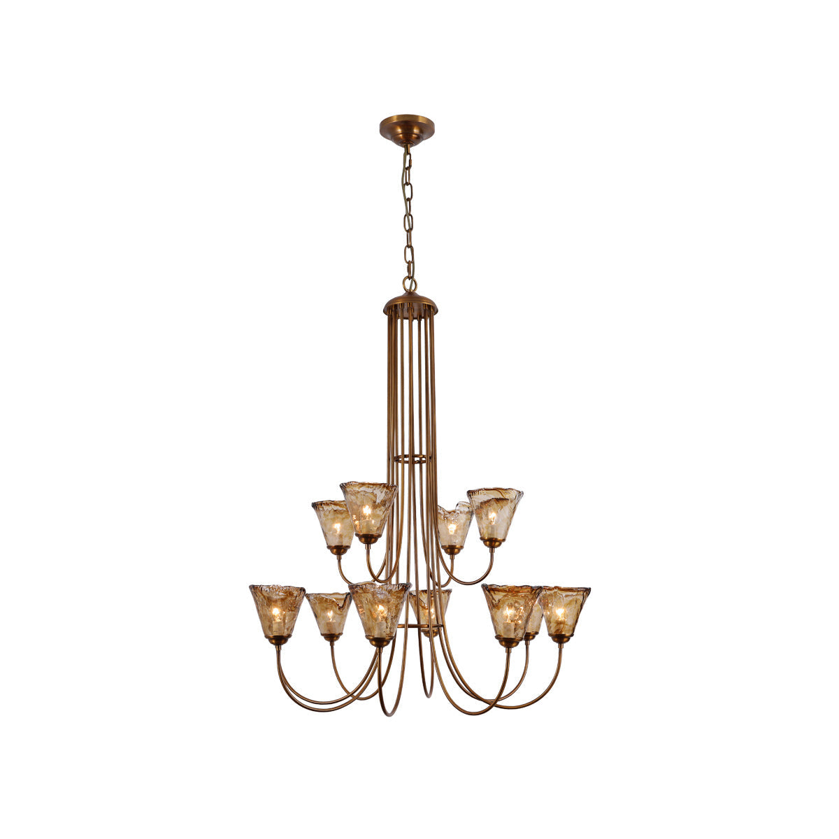 Ilsilis Vintage Industrial Amber Brass Metal Chandelier - Lamp Copper