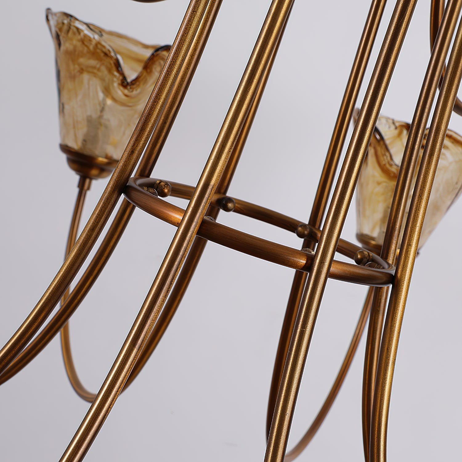 Ilsilis Vintage Industrial Amber Brass Metal Chandelier - Lamp Copper
