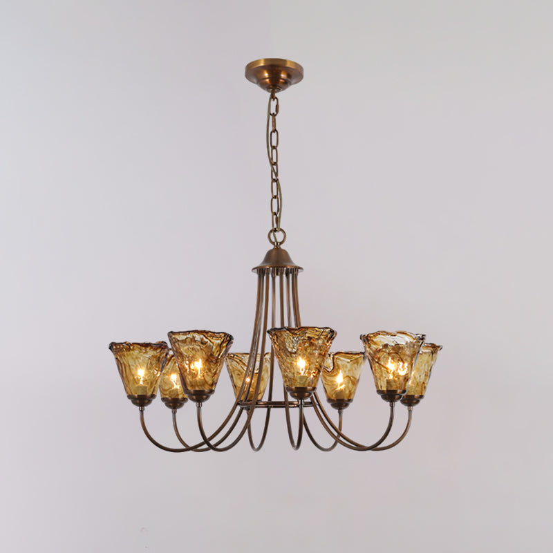 Ilsilis Vintage Industrial Amber Brass Metal Chandelier - Lamp Copper