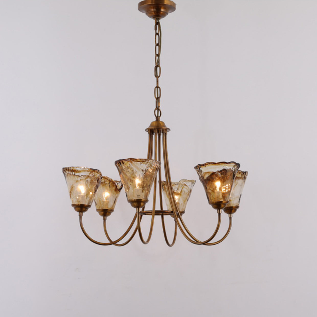 Ilsilis Vintage Industrial Amber Brass Metal Chandelier - Lamp Copper