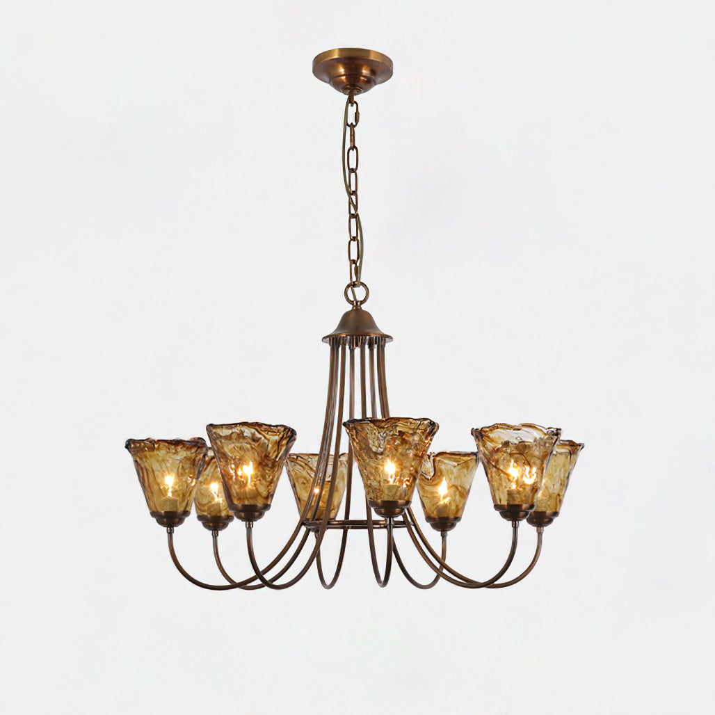 Ilsilis Vintage Industrial Amber Brass Metal Chandelier - Lamp Copper