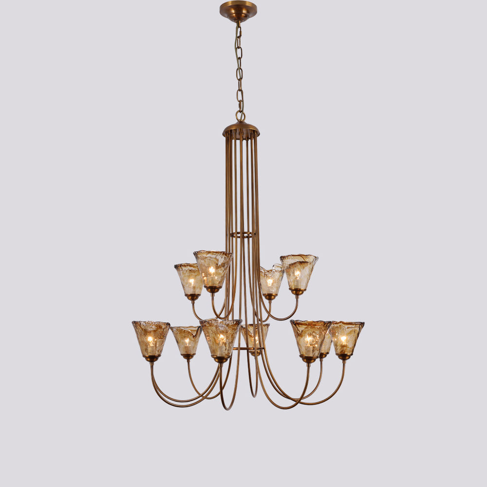 Ilsilis Vintage Industrial Amber Brass Metal Chandelier - Lamp Copper