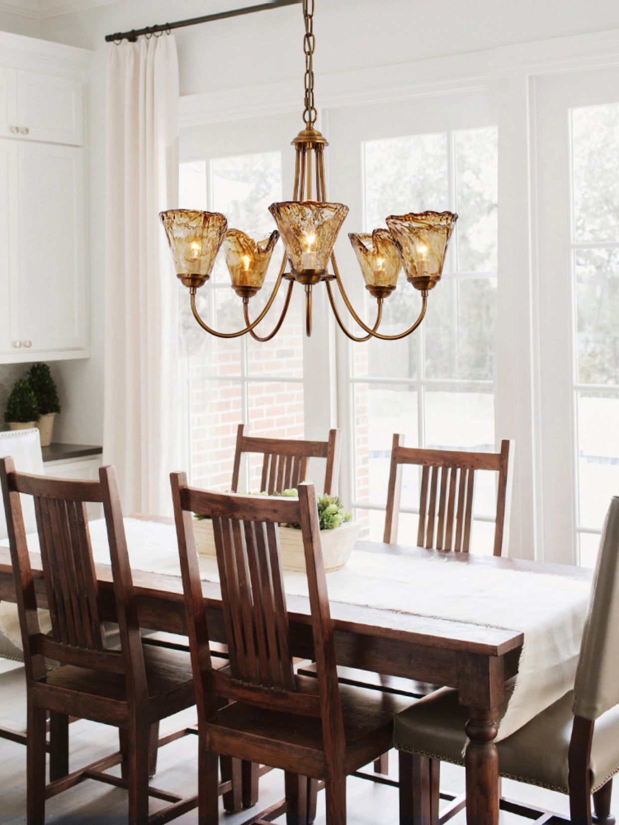 Ilsilis Vintage Industrial Amber Brass Metal Chandelier - Lamp Copper