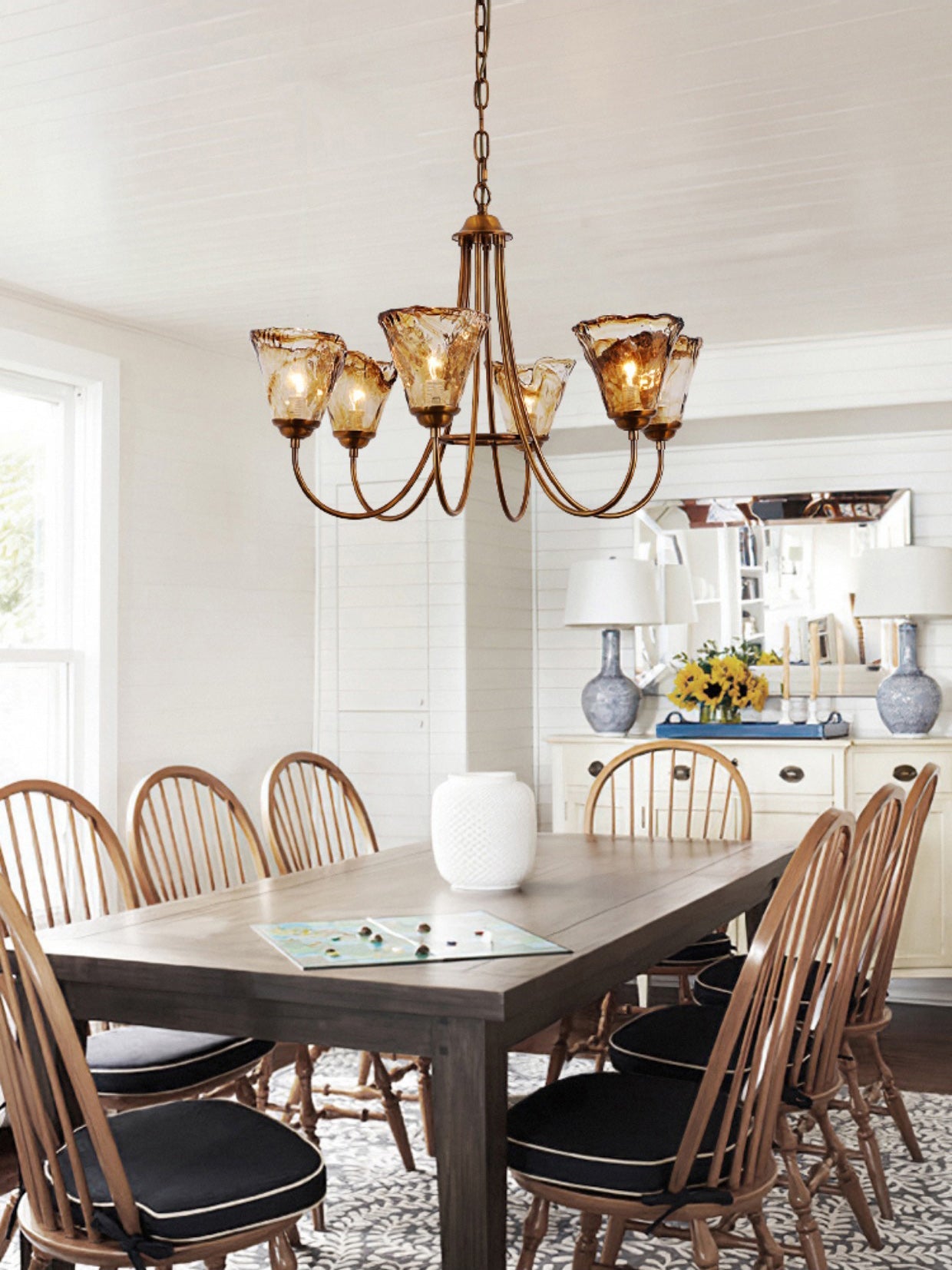 Ilsilis Vintage Industrial Amber Brass Metal Chandelier - Lamp Copper
