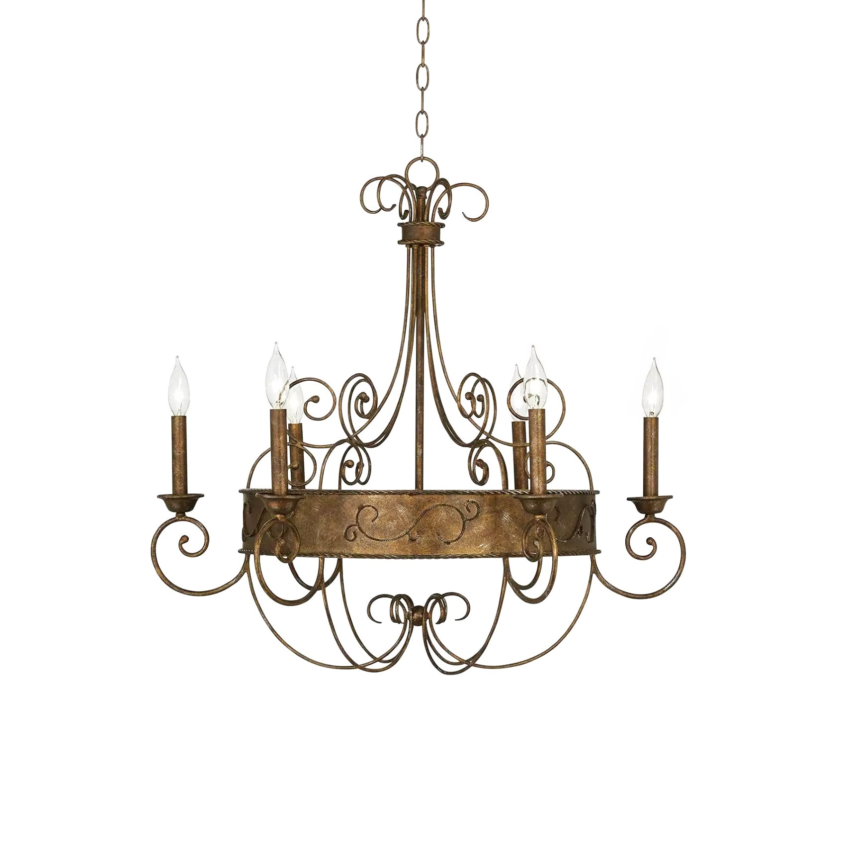 Itheira Vintage Industrial Rust Candlestick Metal Chandelier - Lamp Copper