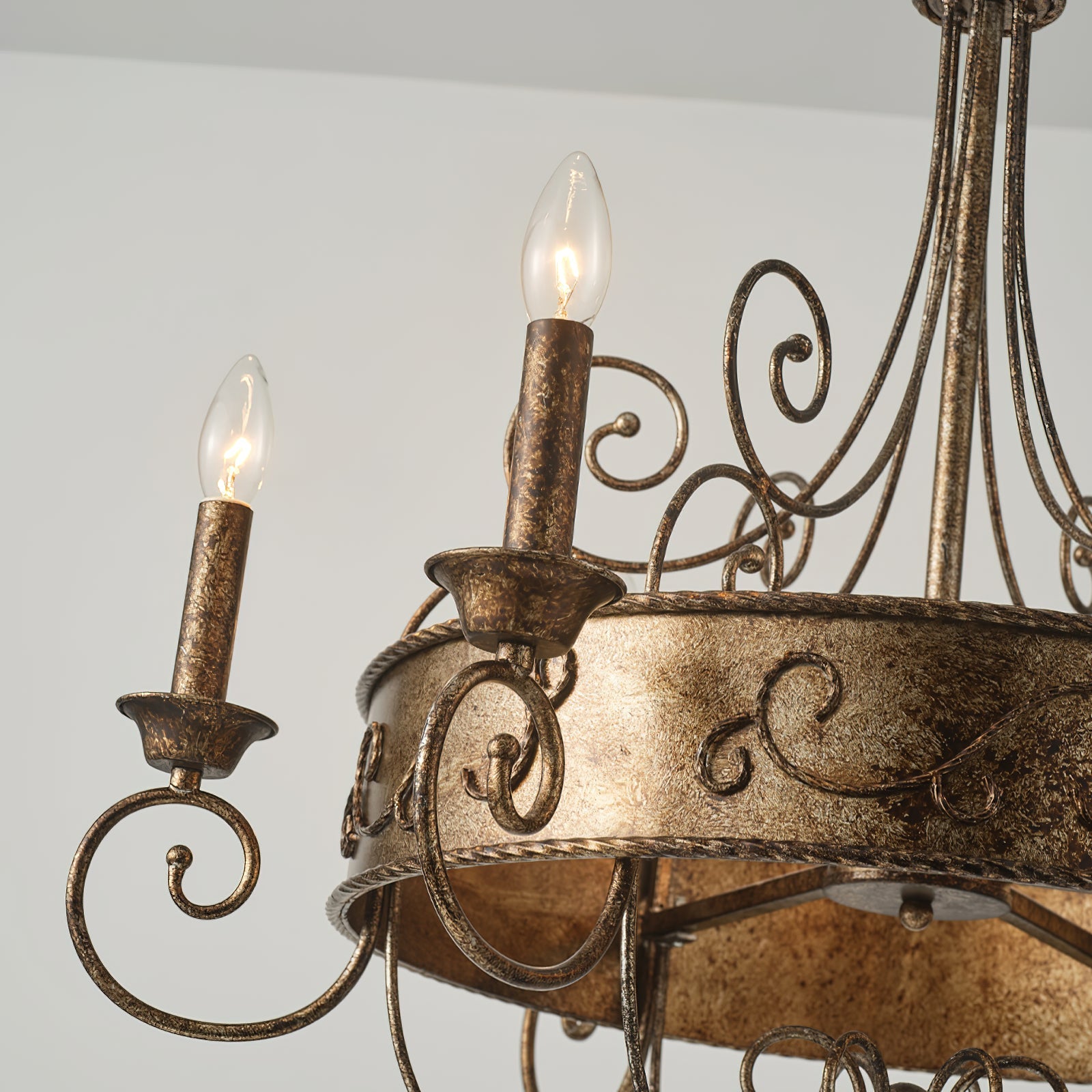 Itheira Vintage Industrial Rust Candlestick Metal Chandelier - Lamp Copper