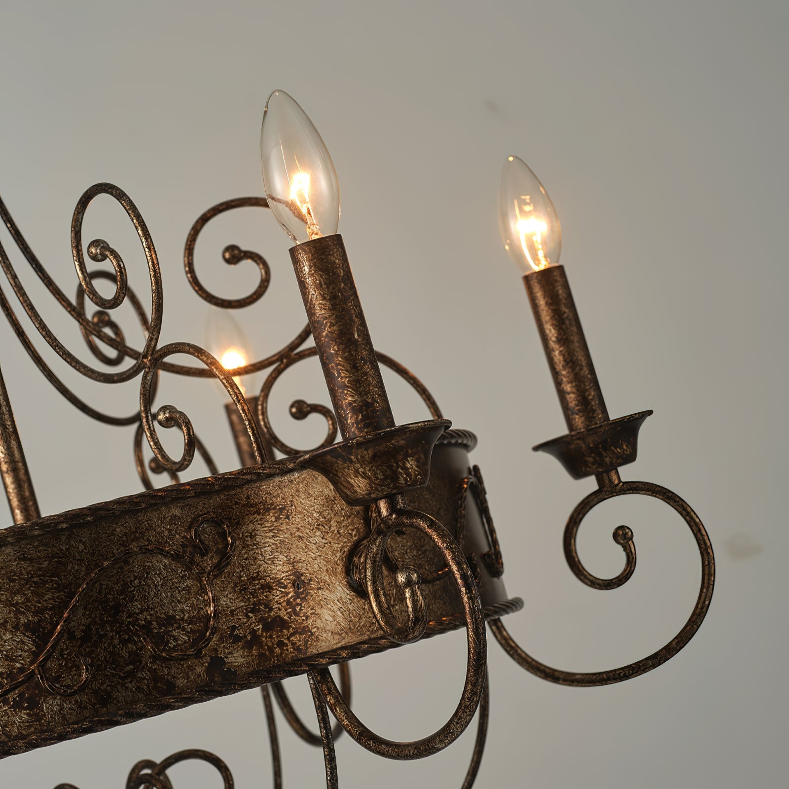 Itheira Vintage Industrial Rust Candlestick Metal Chandelier - Lamp Copper
