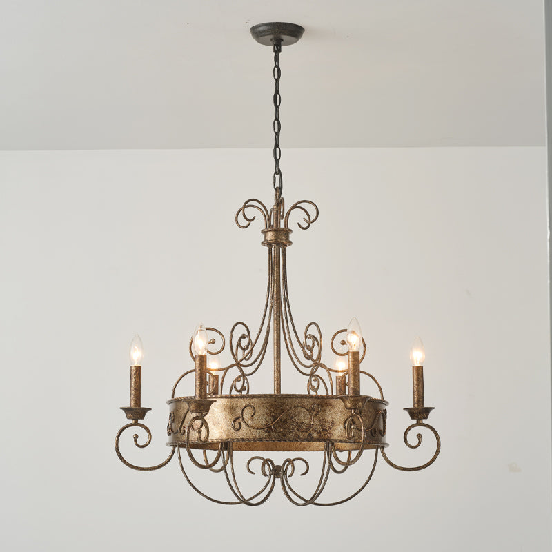 Itheira Vintage Industrial Rust Candlestick Metal Chandelier - Lamp Copper