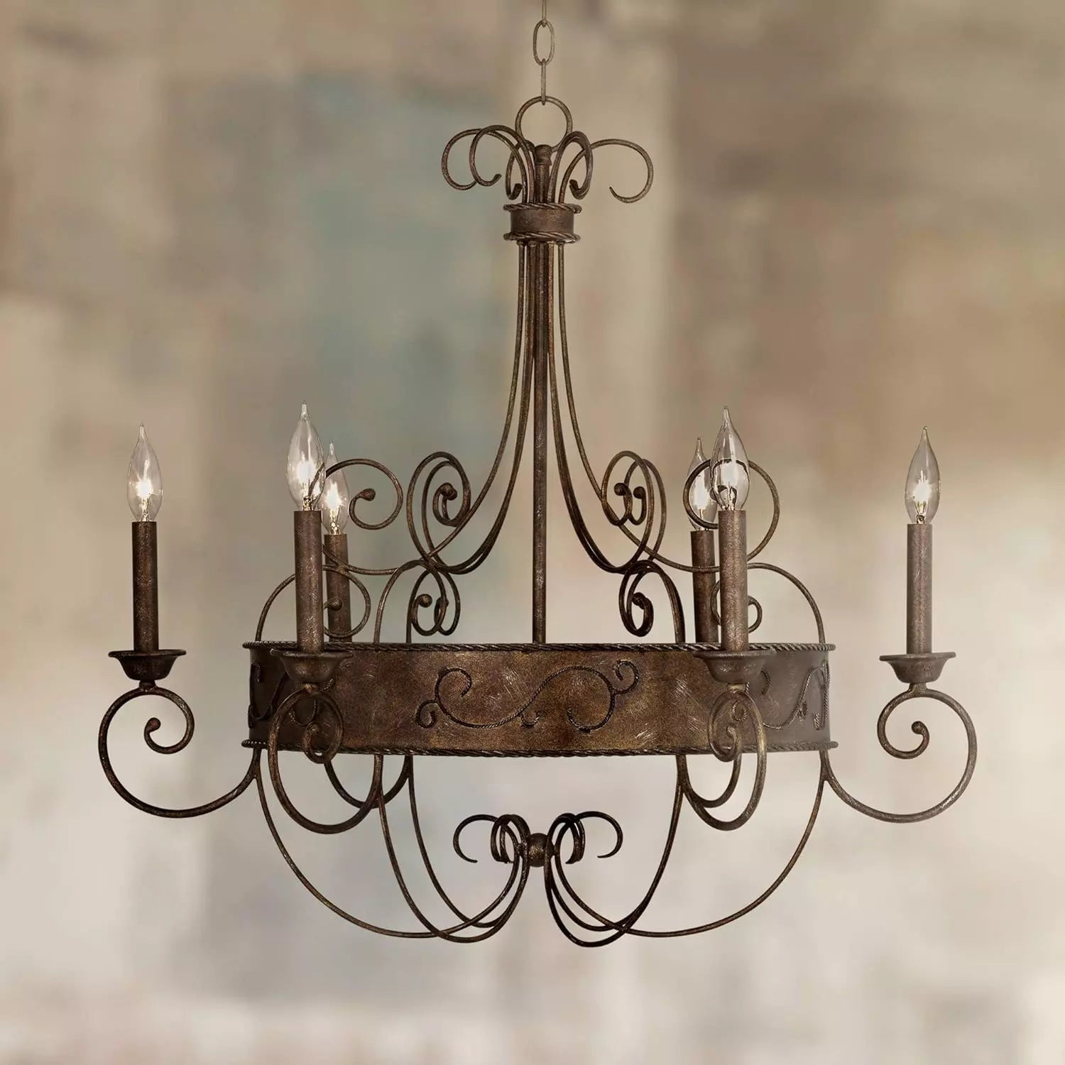 Itheira Vintage Industrial Rust Candlestick Metal Chandelier - Lamp Copper
