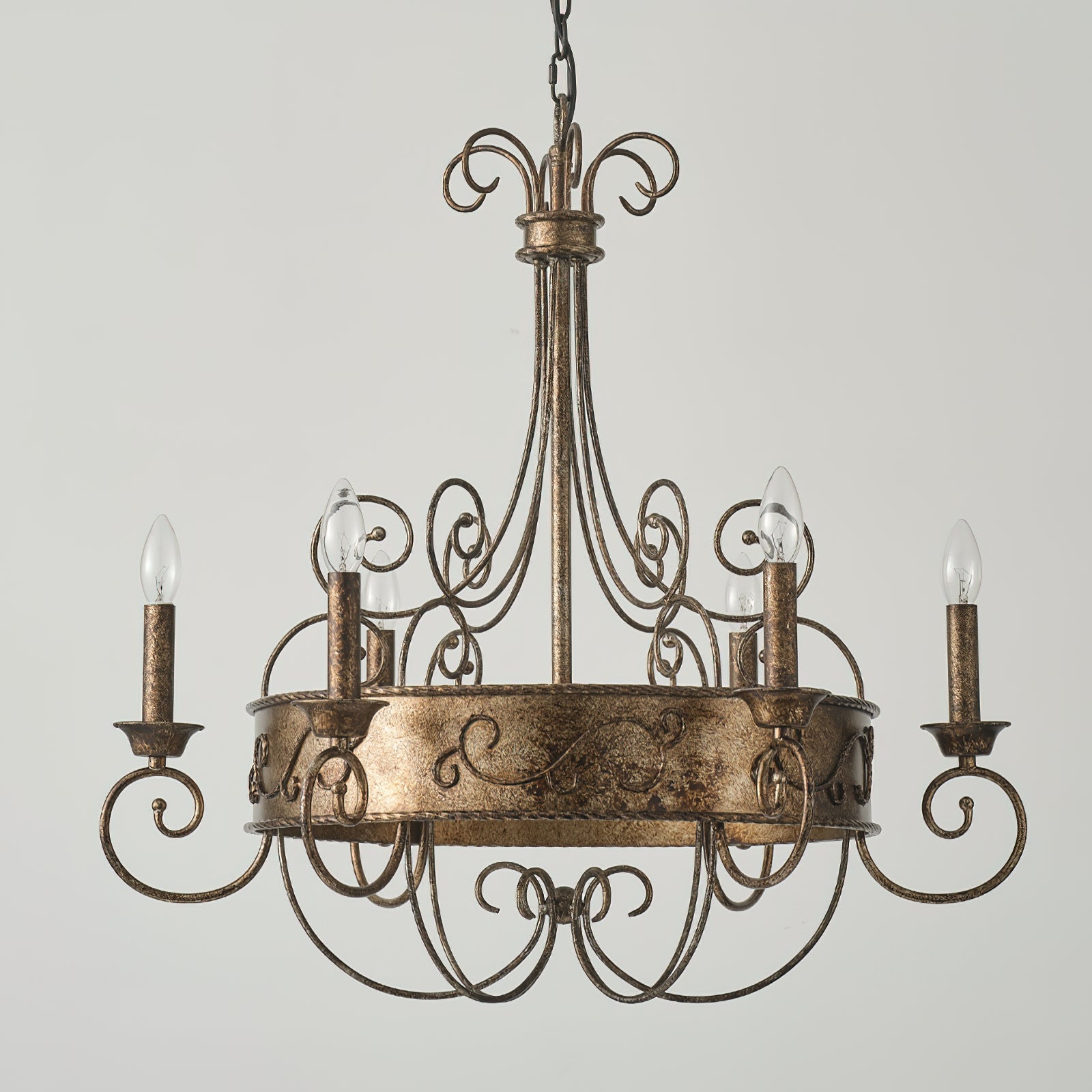 Itheira Vintage Industrial Rust Candlestick Metal Chandelier - Lamp Copper