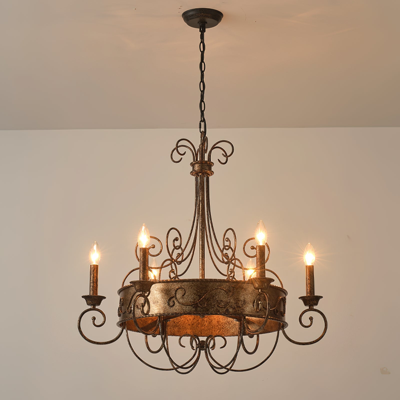 Itheira Vintage Industrial Rust Candlestick Metal Chandelier - Lamp Copper