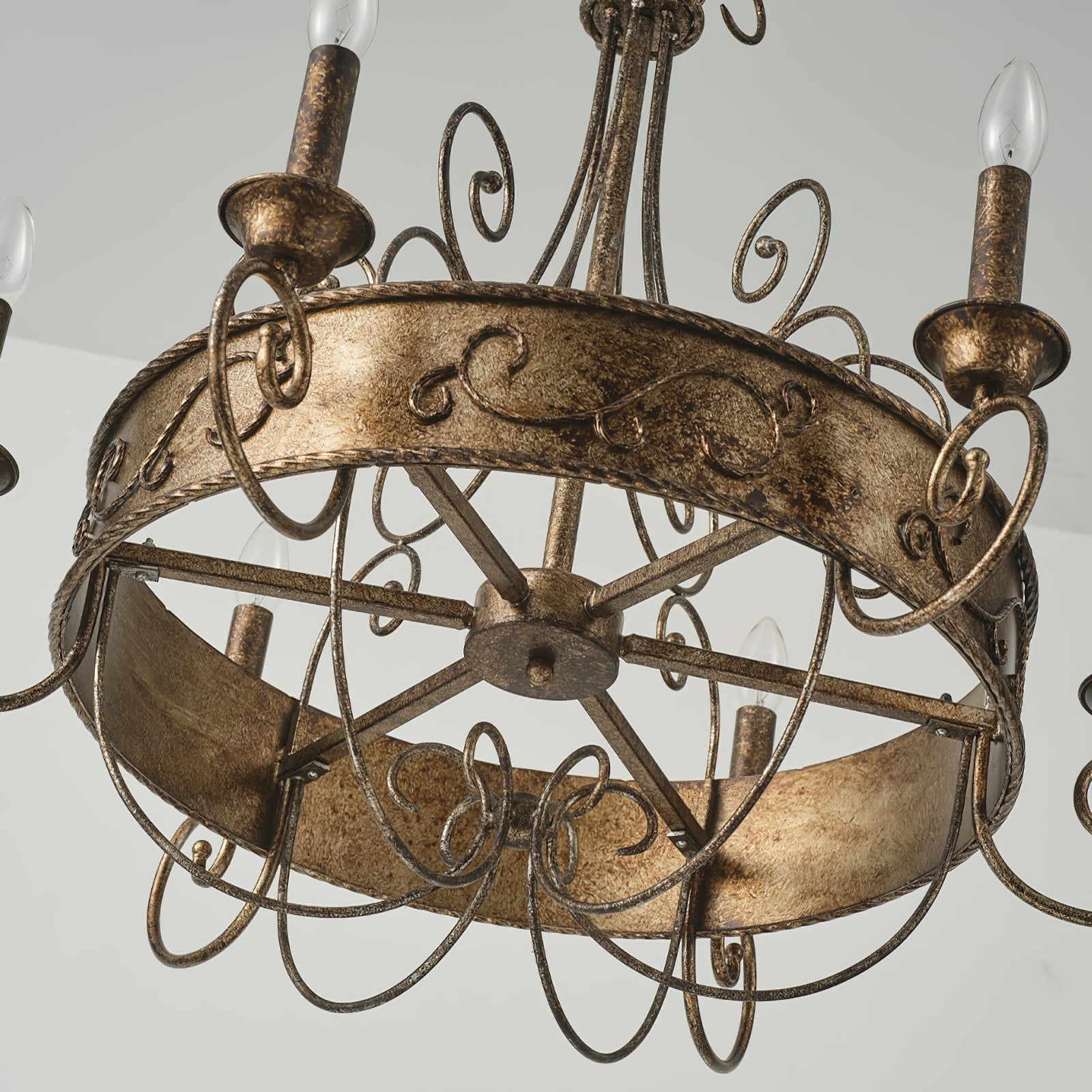 Itheira Vintage Industrial Rust Candlestick Metal Chandelier - Lamp Copper