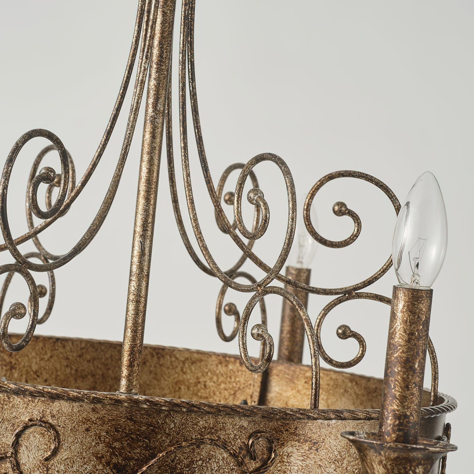 Itheira Vintage Industrial Rust Candlestick Metal Chandelier - Lamp Copper