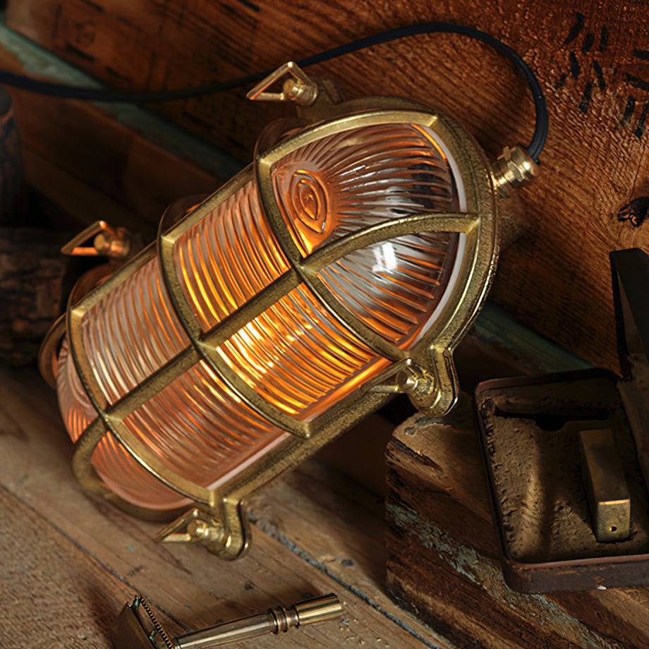 Erthearis Vintage Brass Bunker Metal Sconce Wall Lamp - Lamp Copper