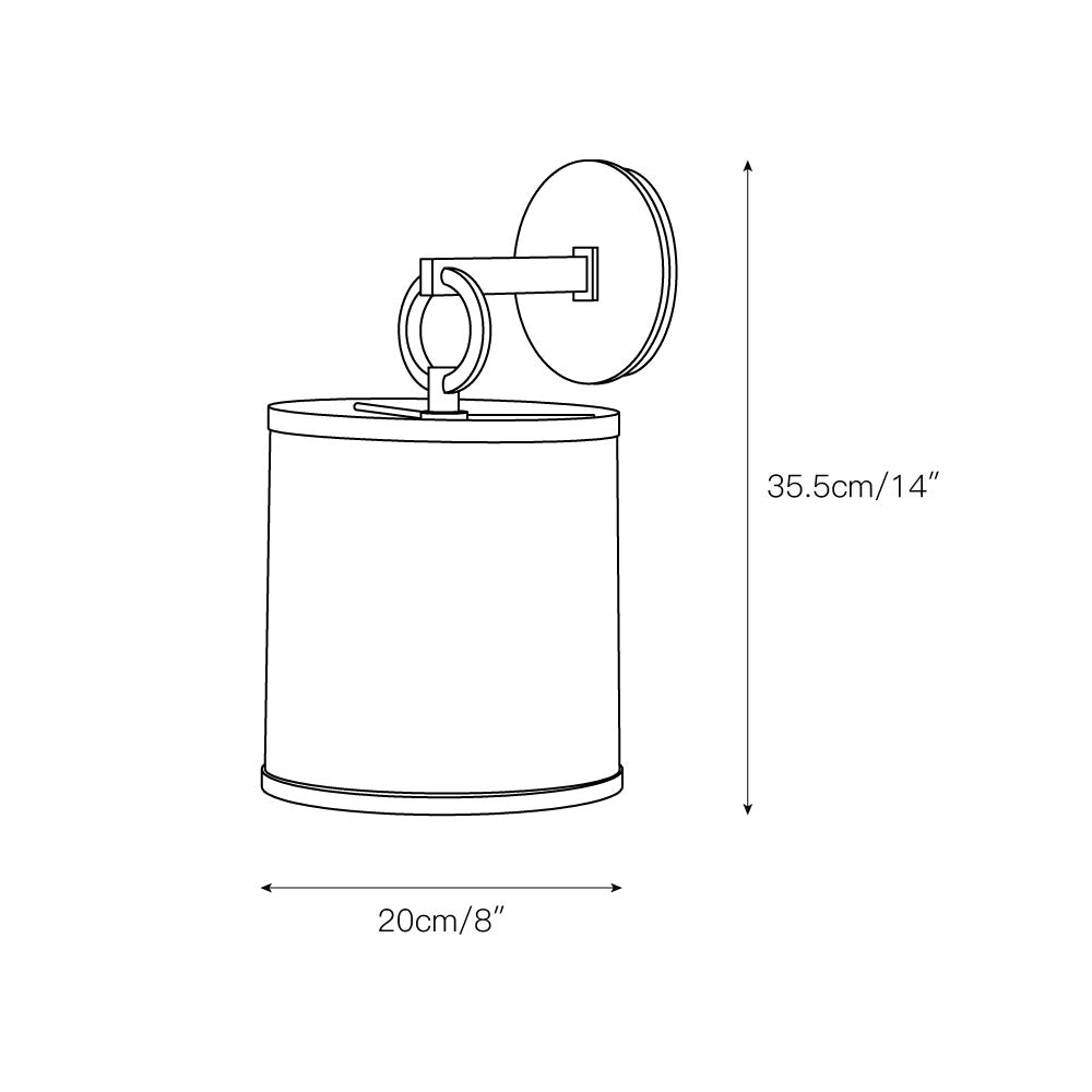 Cotheor Modern Minimalist Circle Brass Fabric Sconce Wall Lamp - Lamp Copper