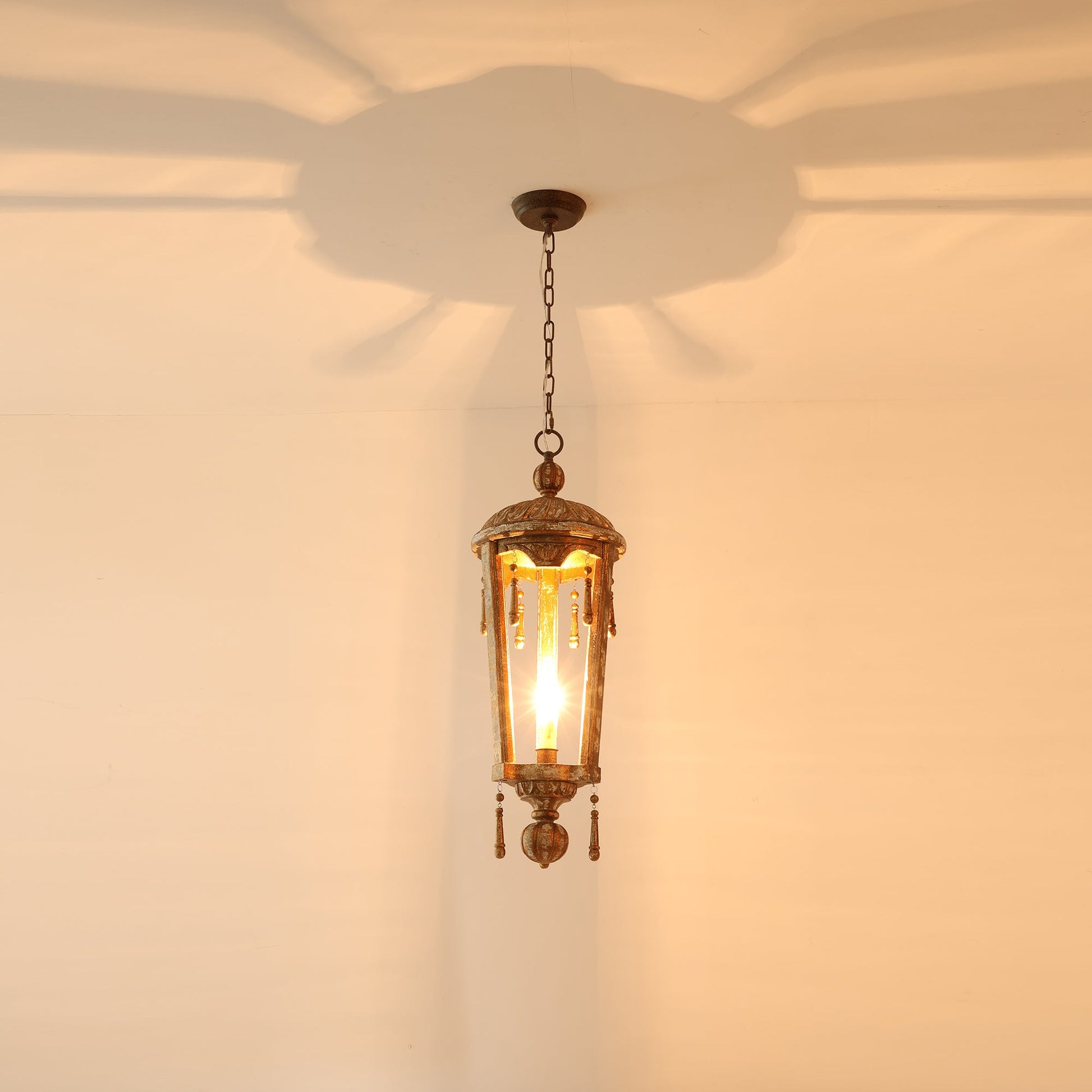 Nylire Individual Creativity Woodcarving Lantern Pendant Lamp - Lamp Copper