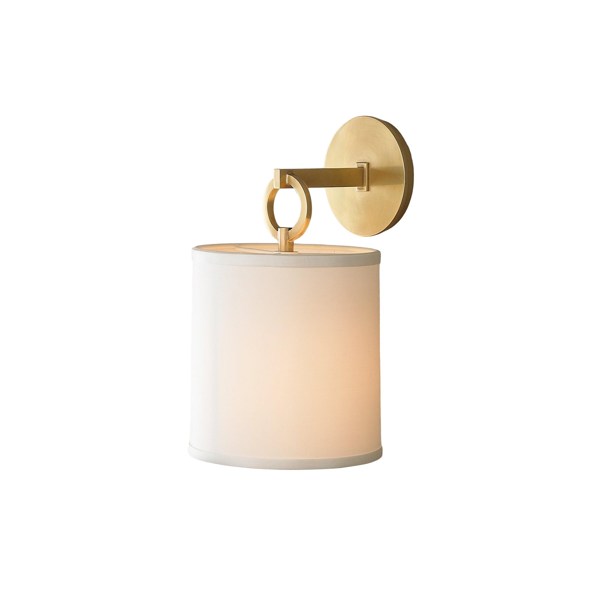 Cotheor Modern Minimalist Circle Brass Fabric Sconce Wall Lamp - Lamp Copper