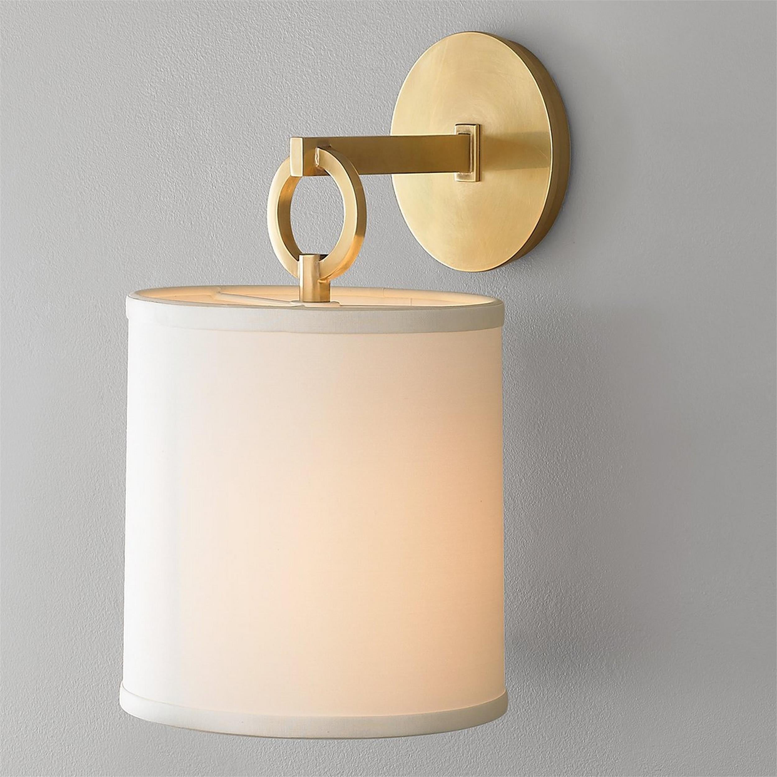 Cotheor Modern Minimalist Circle Brass Fabric Sconce Wall Lamp - Lamp Copper