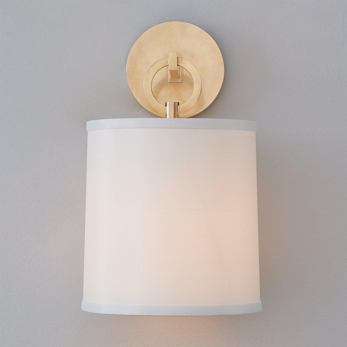 Cotheor Modern Minimalist Circle Brass Fabric Sconce Wall Lamp - Lamp Copper