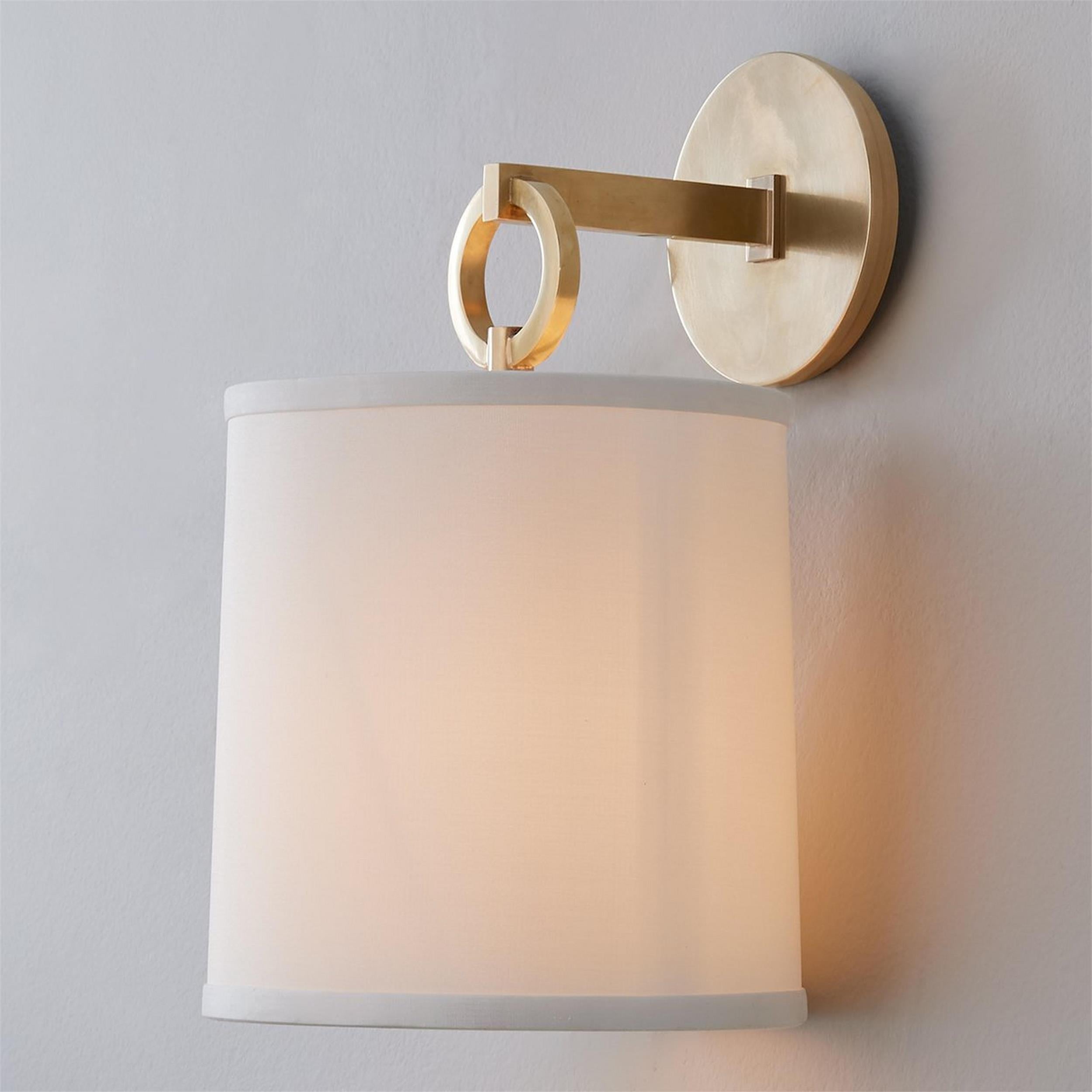 Cotheor Modern Minimalist Circle Brass Fabric Sconce Wall Lamp - Lamp Copper