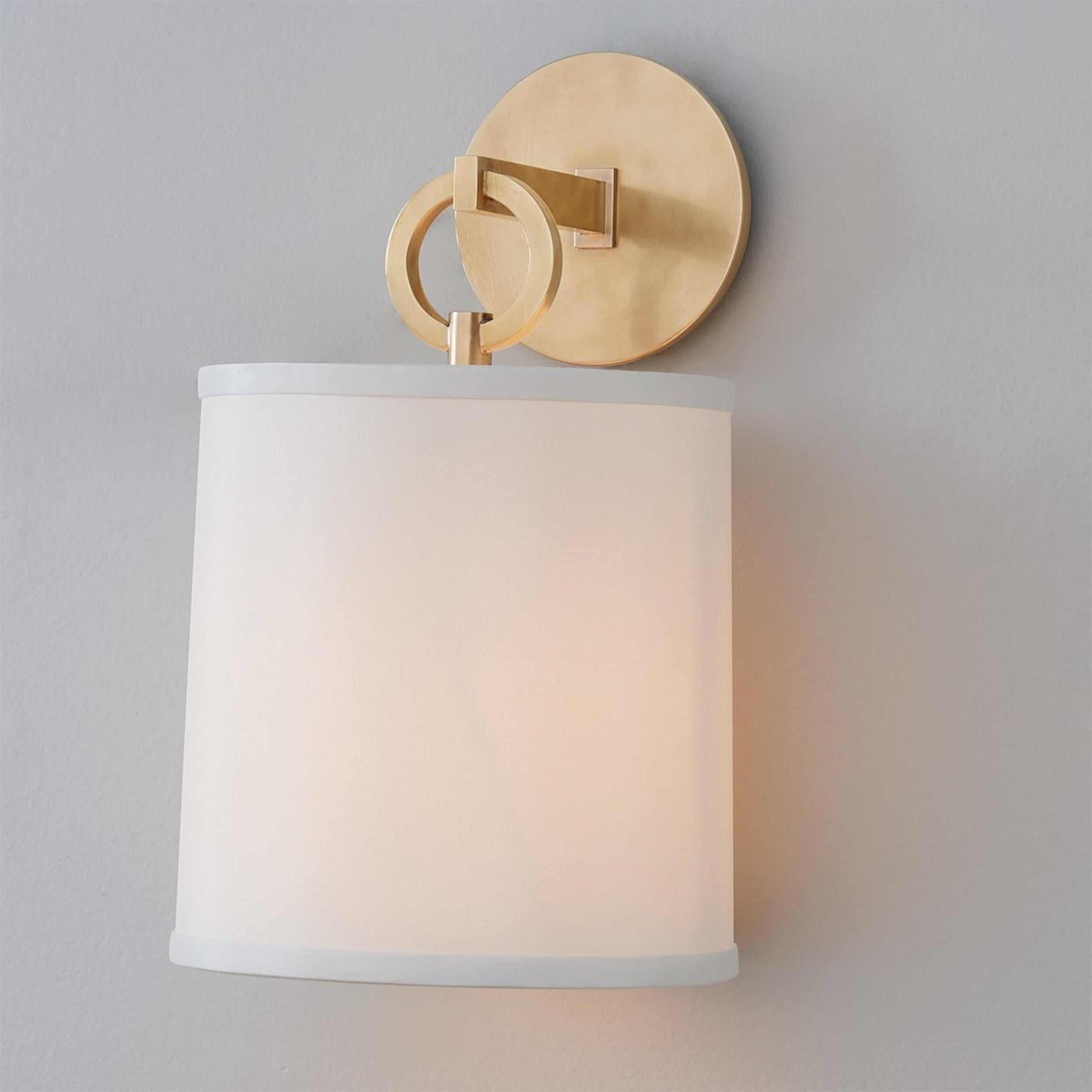 Cotheor Modern Minimalist Circle Brass Fabric Sconce Wall Lamp - Lamp Copper
