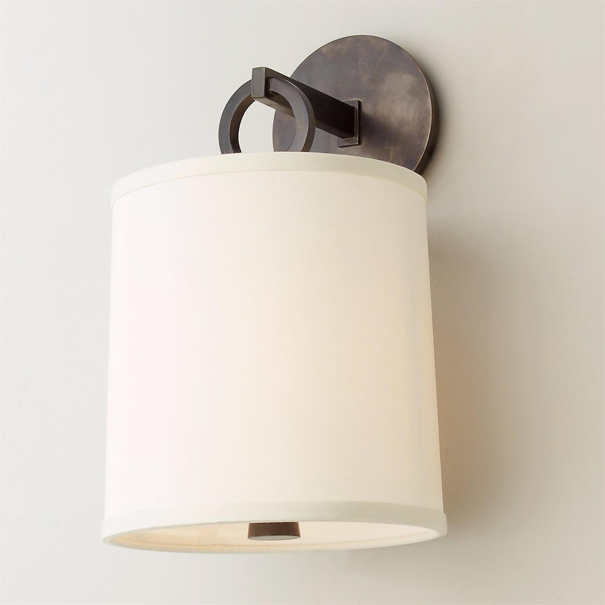 Cotheor Modern Minimalist Circle Brass Fabric Sconce Wall Lamp - Lamp Copper