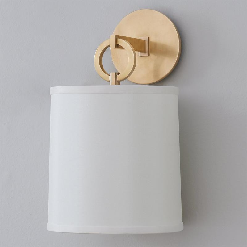 Cotheor Modern Minimalist Circle Brass Fabric Sconce Wall Lamp - Lamp Copper