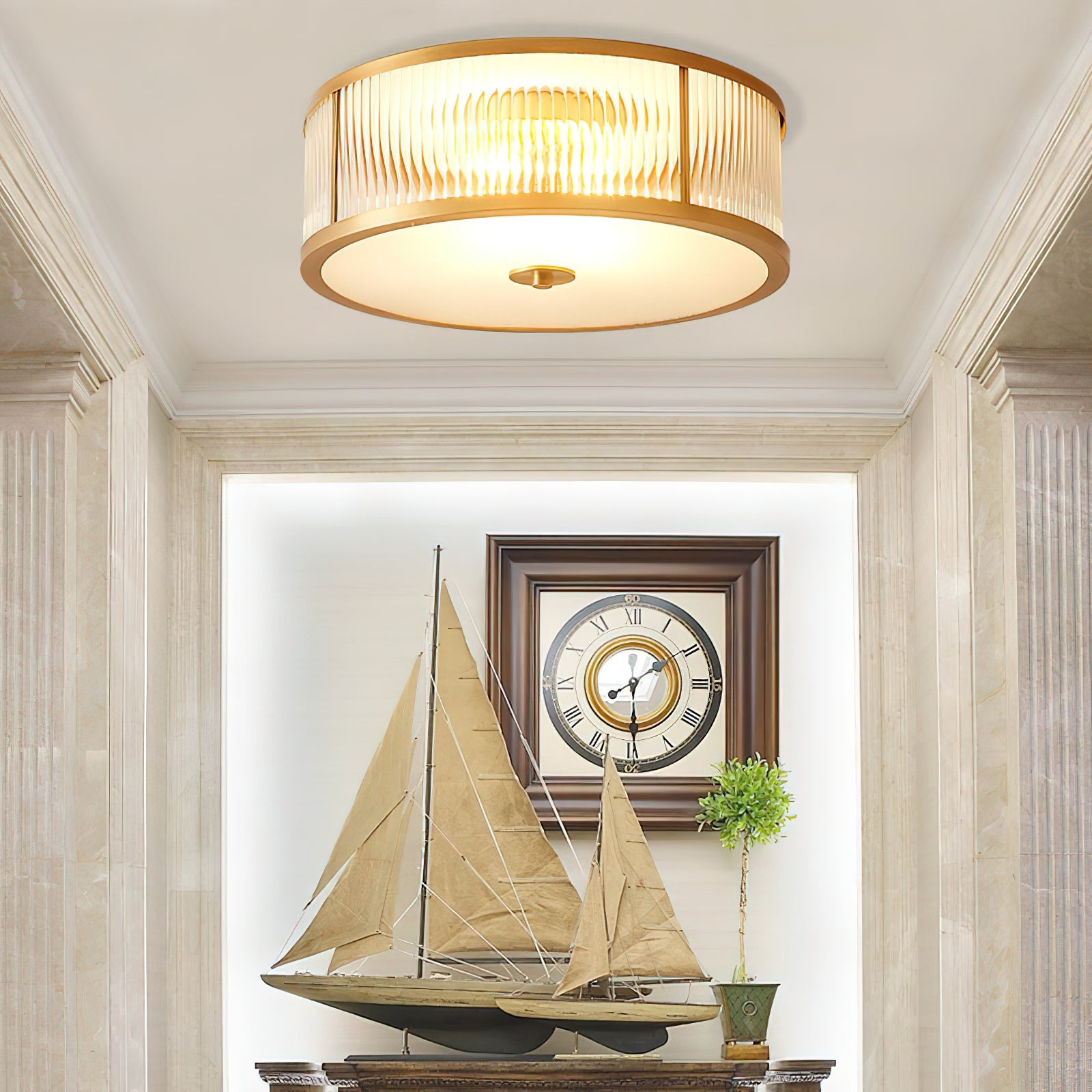 Avvynila Modern Minimalist Brass Glass CeIling Lamp - Lamp Copper