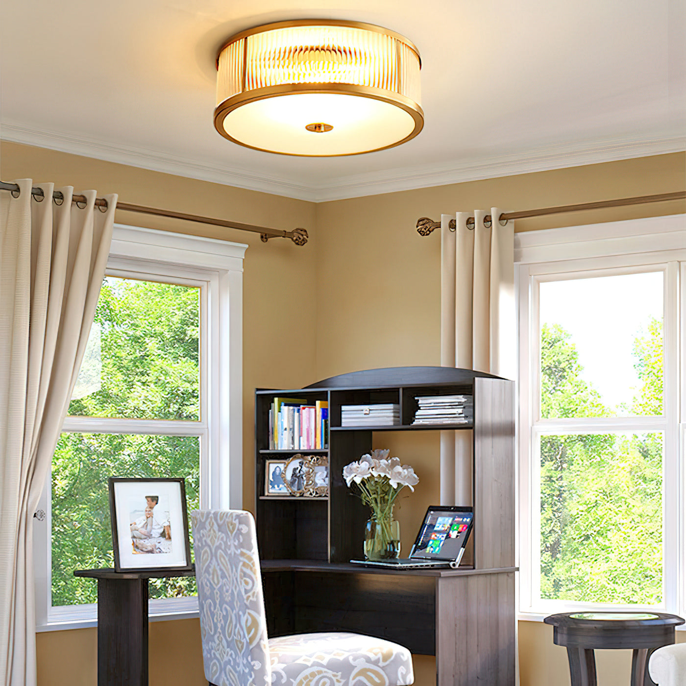 Avvynila Modern Minimalist Brass Glass CeIling Lamp - Lamp Copper