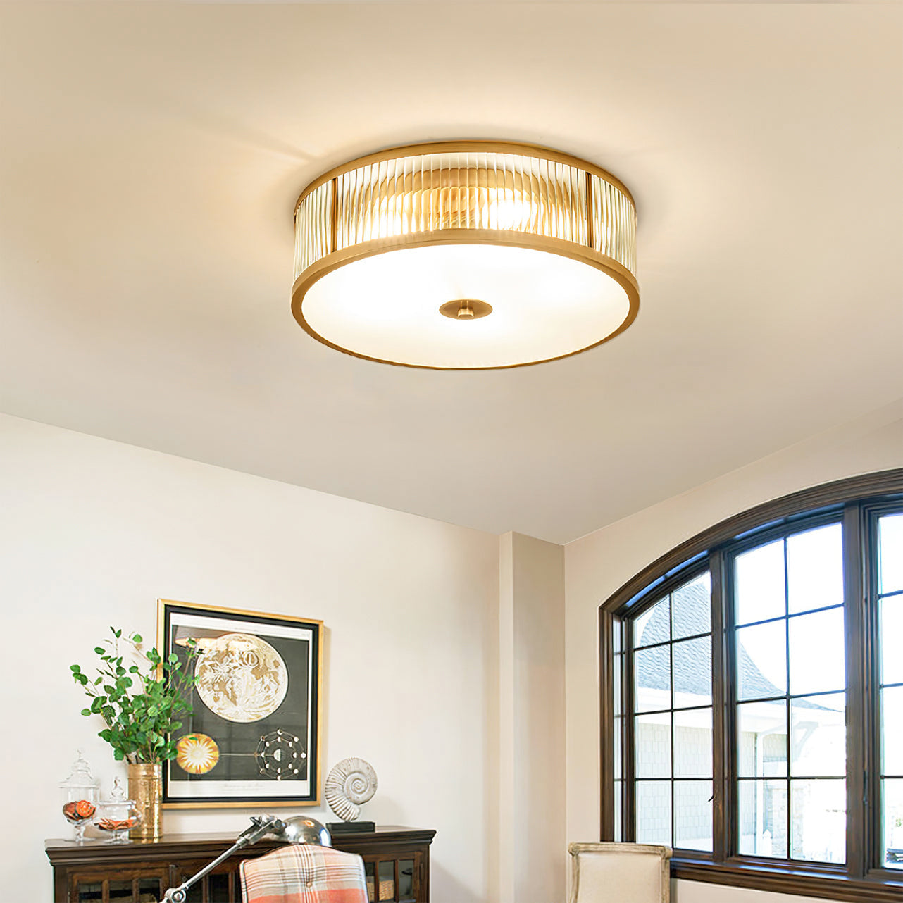 Avvynila Modern Minimalist Brass Glass CeIling Lamp - Lamp Copper
