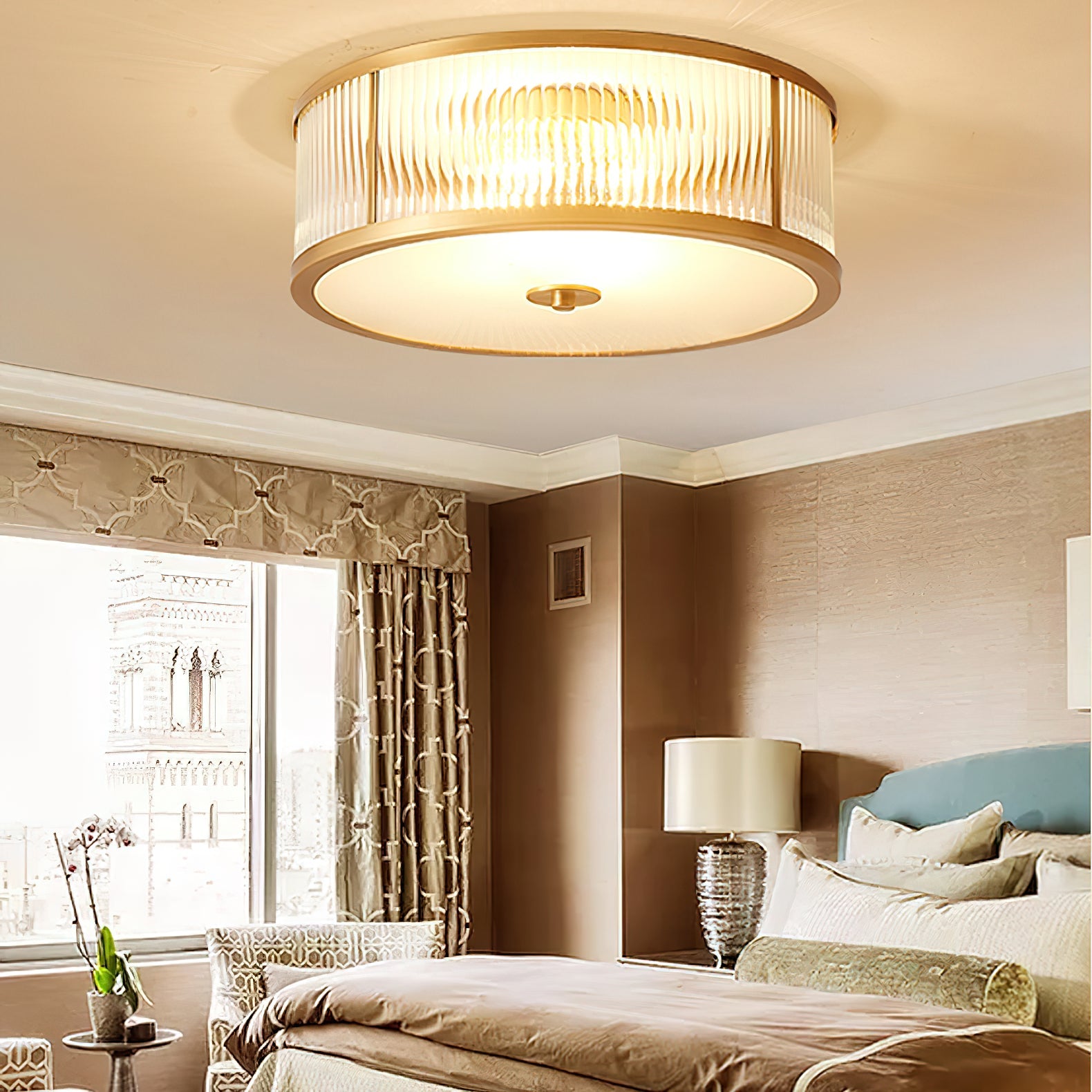 Avvynila Modern Minimalist Brass Glass CeIling Lamp - Lamp Copper
