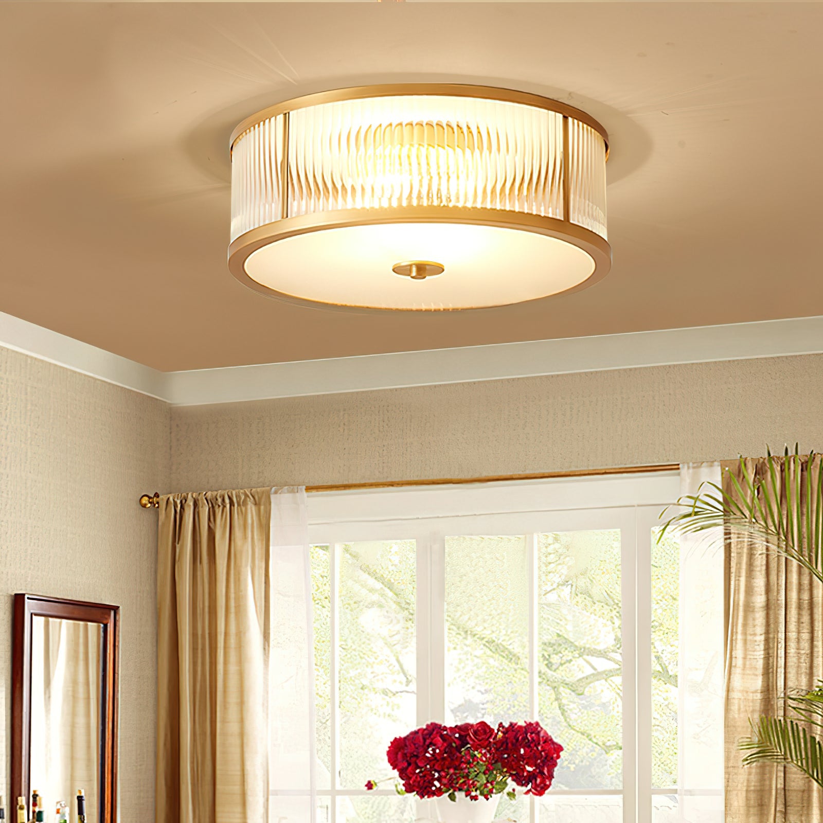 Avvynila Modern Minimalist Brass Glass CeIling Lamp - Lamp Copper
