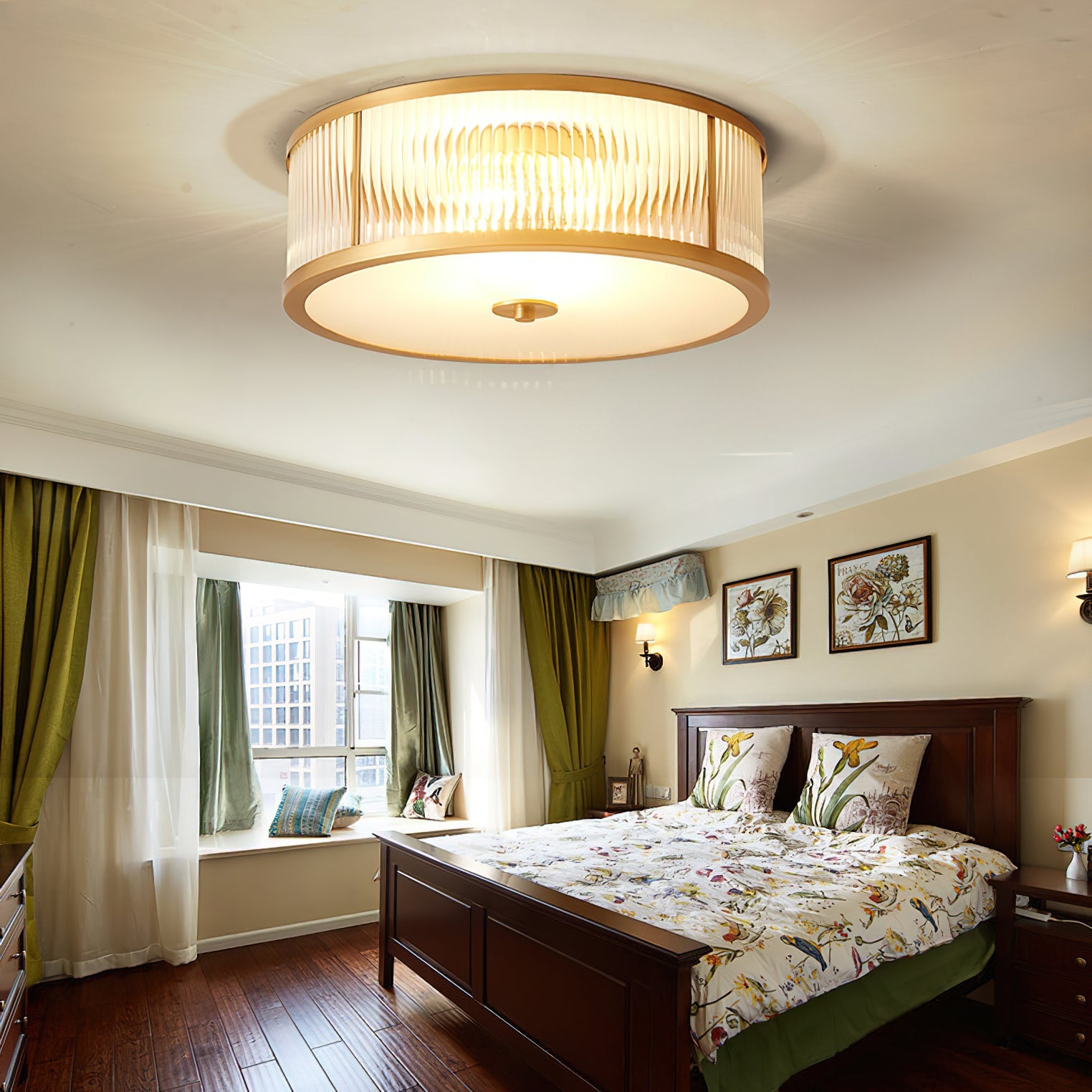 Avvynila Modern Minimalist Brass Glass CeIling Lamp - Lamp Copper