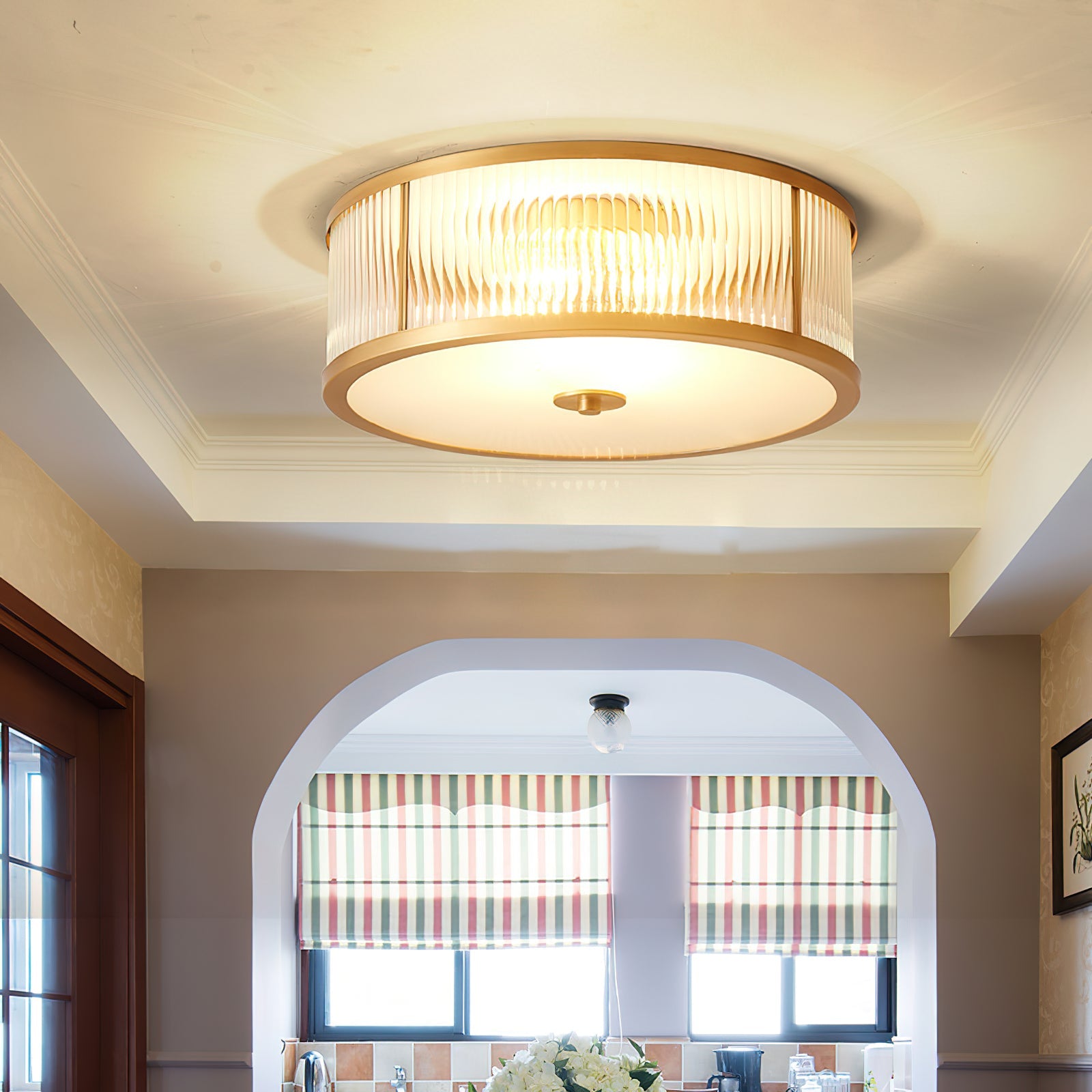 Avvynila Modern Minimalist Brass Glass CeIling Lamp - Lamp Copper
