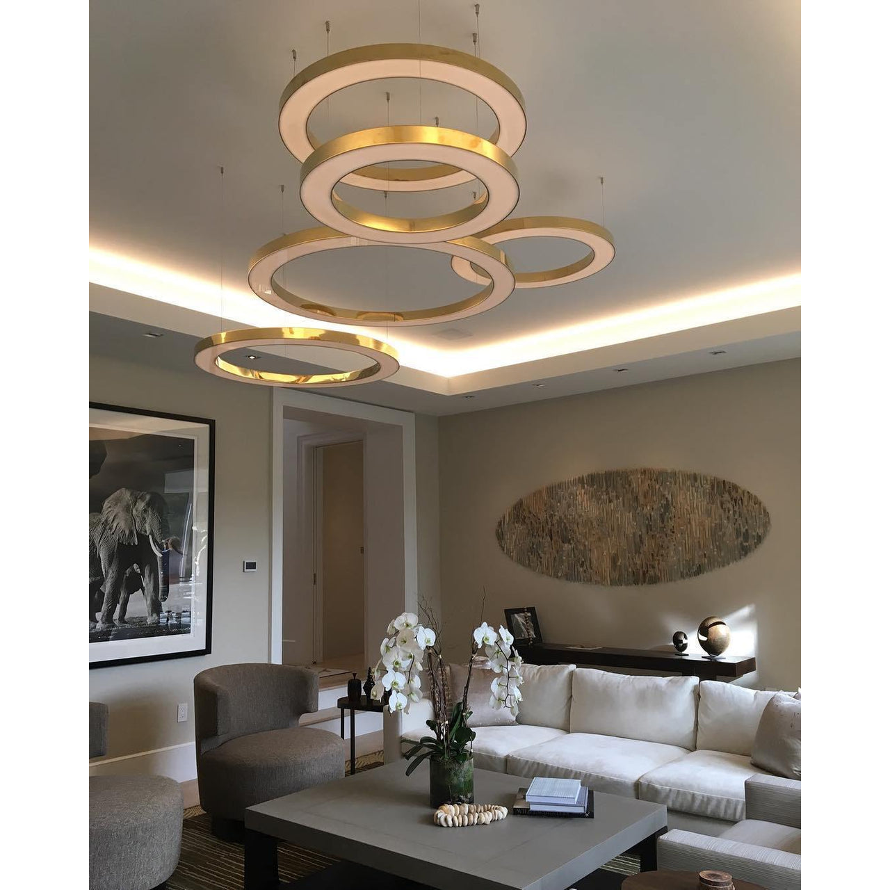 Nymiran Modern Minimalist Metal Acrylic Chandelier - Lamp Copper