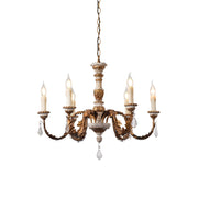 Ivinila Vintage Industrial Solid Wood Crystal Chandelier - Lamp Copper