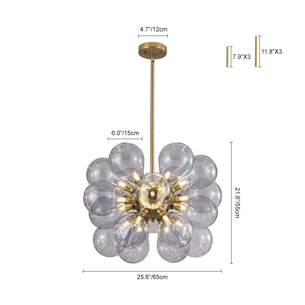 Himinuvyr Morandi Cluster Lavender Gray Glass Chandelier